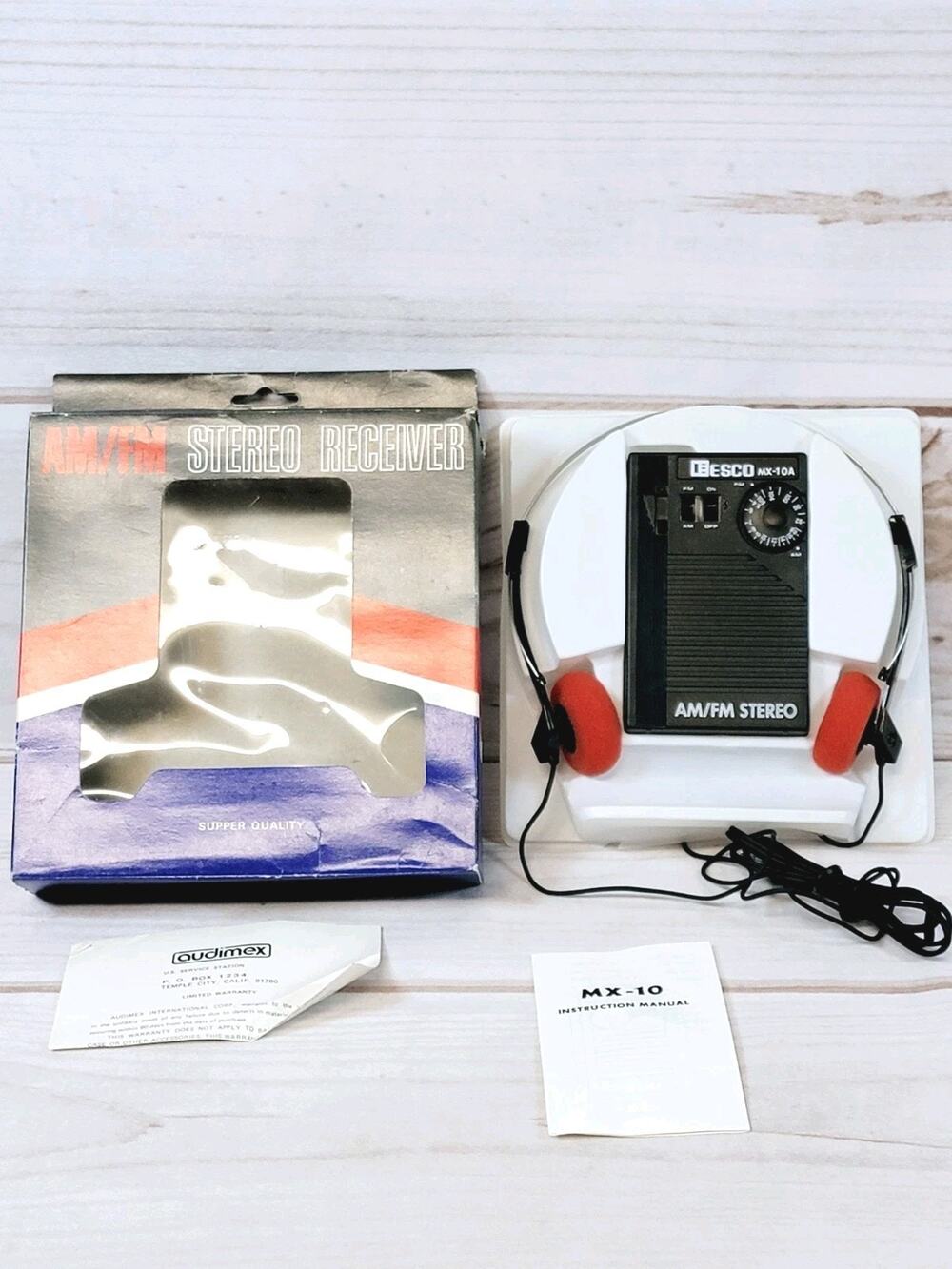 Besco Walkman MX-10A AM/FM Stereo Radio w/ Belt Clip & Earbuds NEW Old Stock
